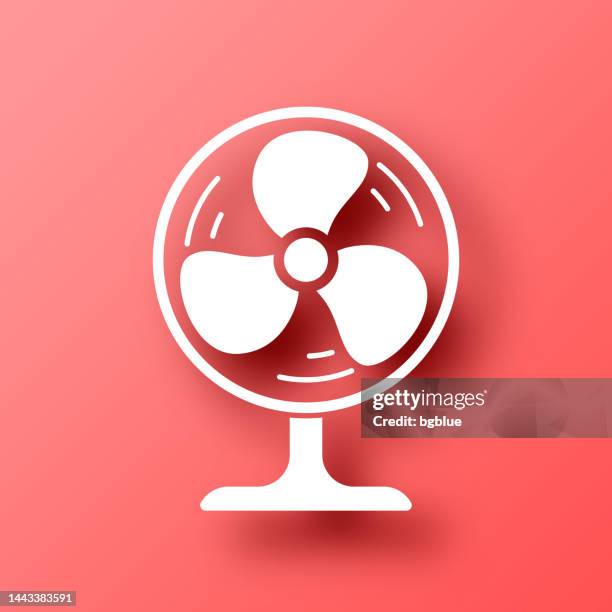 bildbanksillustrationer, clip art samt tecknat material och ikoner med electric fan. icon on red background with shadow - electric fan