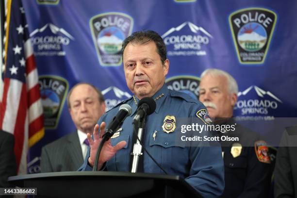 Police Chief Adrian Vasquez gives an update about the Club Q shooting investigation during a press conference at the Police Operations Center on...