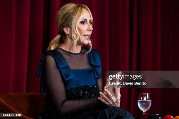 Singer Marta Sanchez attends the "De Cerca" press conference at Garaje Lola on November 21, 2022 in Madrid, Spain.