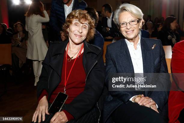 Edith Cresson and Michèle-Alliot Marie attend the "Prix De La Femme D'Influence" Award Ceremony at Palais Brogniart on November 21, 2022 in Paris,...