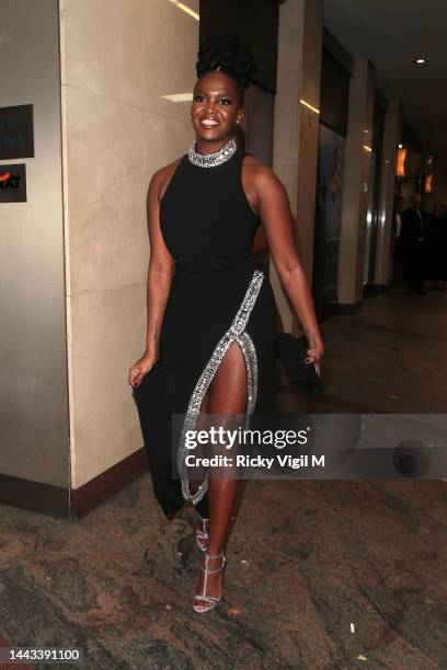 Oti Mabuse seen attending Variety Club Showbusiness Awards 2022 at London Hilton Park Lane on November 21, 2022 in London, England.