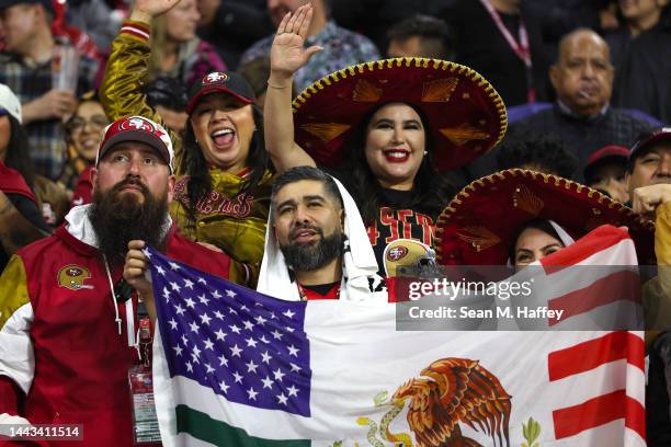 Fans look on during the first half of the game between the San Francisco 49ers and Arizona Cardinals at Estadio Azteca on November 21, 2022 in Mexico...