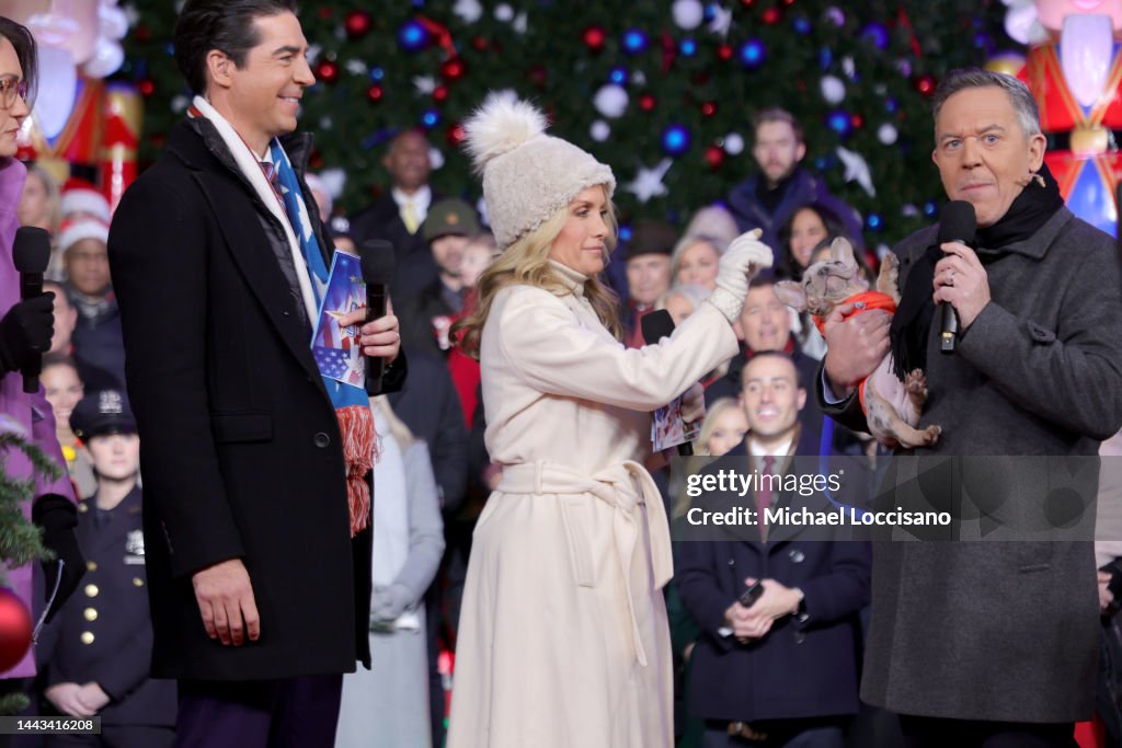 Jesse Watters, Dana Perino and Greg Gutfeld and his dog Gus take part