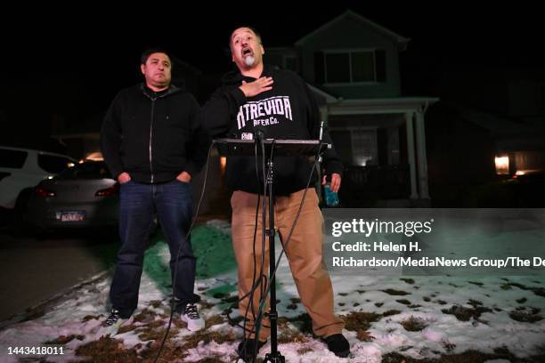 Richard Fierro, with his brother Ed, left, by his side, describes how he took the shooter down the night of the shooting at Club Q while outside of...