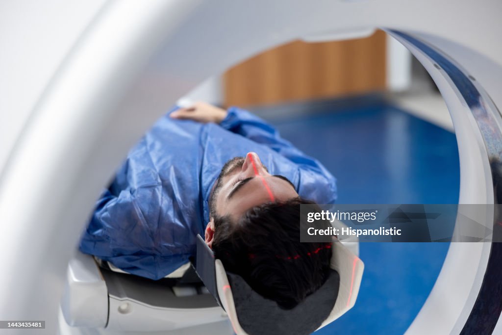 Patient getting a CAT scan at the hospital