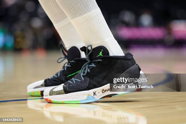 General view of the sneakers worn by Bradley Beal of the Washington Wizards before the game against the Miami Heat at Capital One Arena on November...