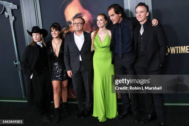 Kelly McCormack, Vivie Myrick, Pat Healy, Jessica Chastain, Michael Shannon, and David Wilson Barnes attend Showtime's "George & Tammy" premiere...