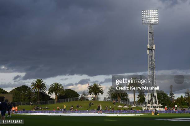 General view of McLean Park before game three of the T20 International series between New Zealand and India at McLean Park on November 22, 2022 in...