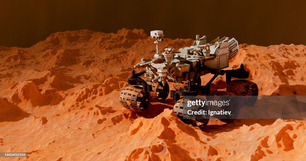 Mars-Rover auf einer Planetenoberfläche