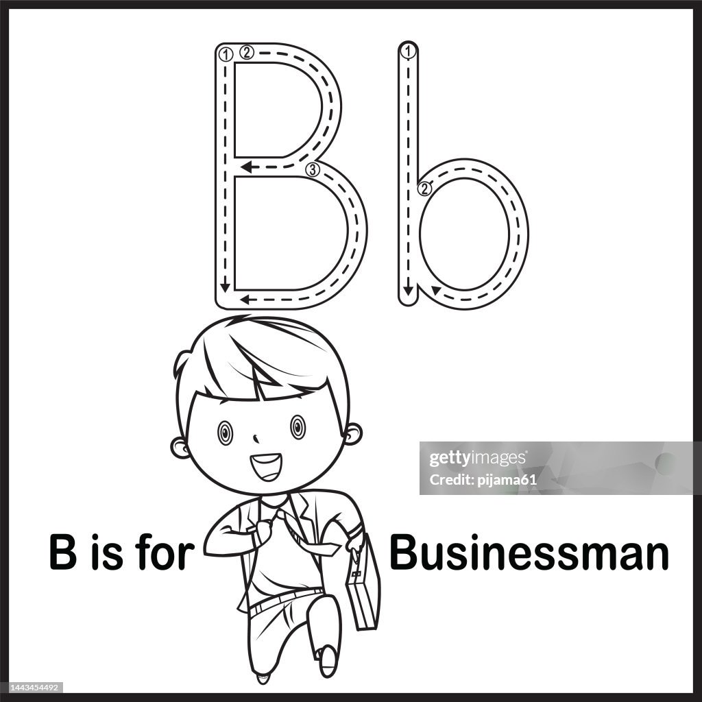 Flashcard letter b is for businessman vector Illustration