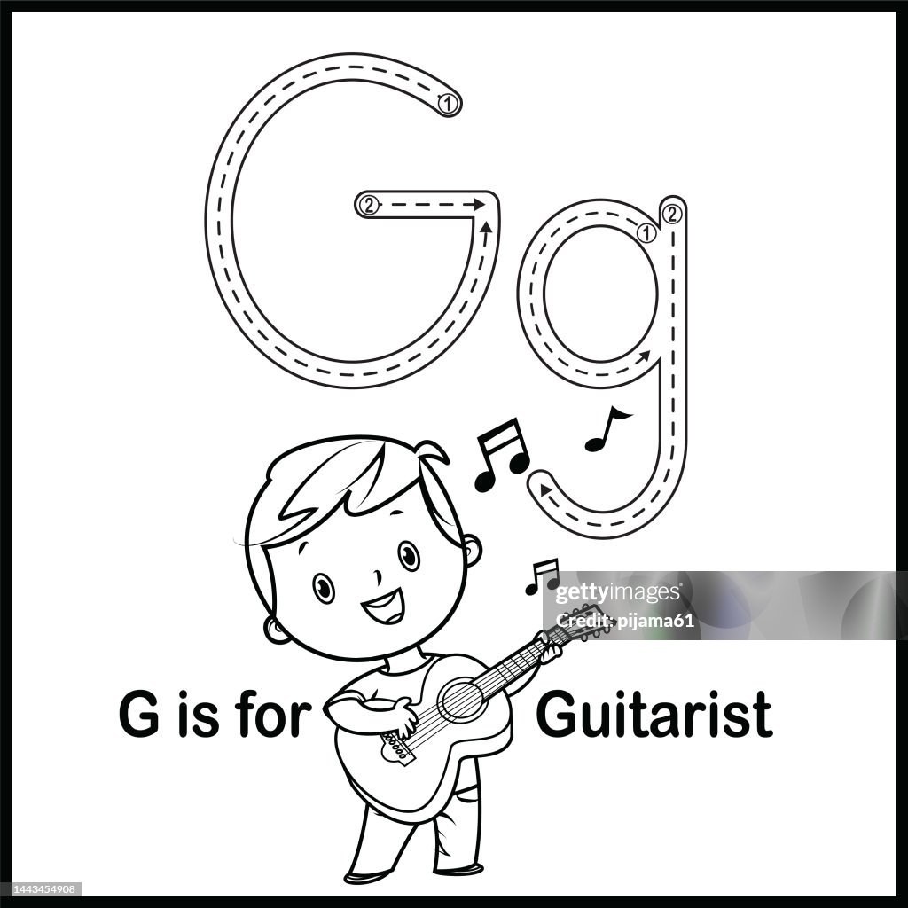 Flashcard letter G is for Guitarist vector Illustration