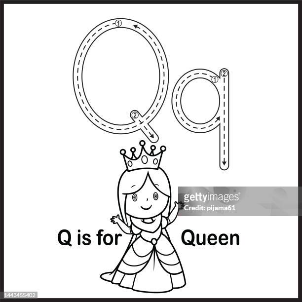 flashcard letter q is for queen vector illustration - the fairy queen stock illustrations