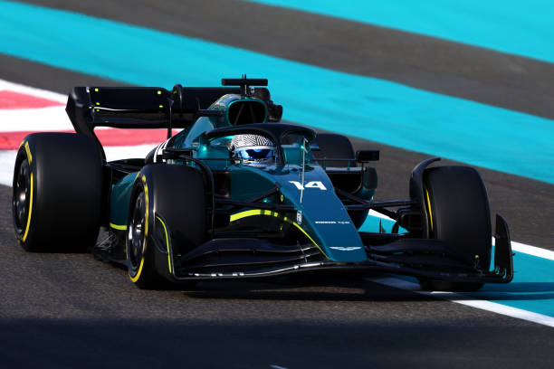 Formula 1 Testing in Abu Dhabi - Day OneABU DHABI, UNITED ARAB EMIRATES - NOVEMBER 22: Fernando Alonso of Spain driving the (14) Aston Martin AMR22 Mercedes on track during Formula 1 testing at Yas Marina Circuit on November 22, 2022 in Abu Dhabi, United Arab Emirates.