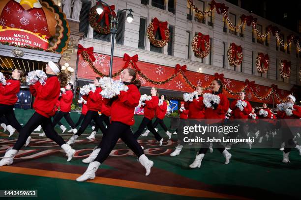 Members of the Kilgore Rangerettes perform during 96th Macy's Thanksgiving Day Parade rehearsals at Macy's Herald Square on November 21, 2022 in New...