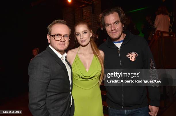 Pat Healy, Jessica Chastain and Michael Shannon attend the after party for Showtime's "George & Tammy" Premiere Event at Goya Studios on November 21,...