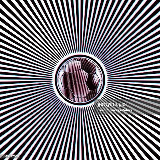 soccer ball and light beams and glitch technique - beyond sport global awards stock illustrations