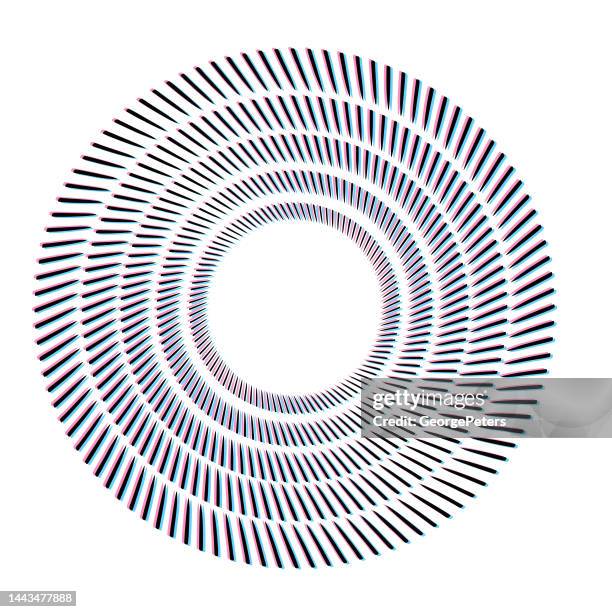spiral pattern and glitch technique - bullseye infographic stock illustrations