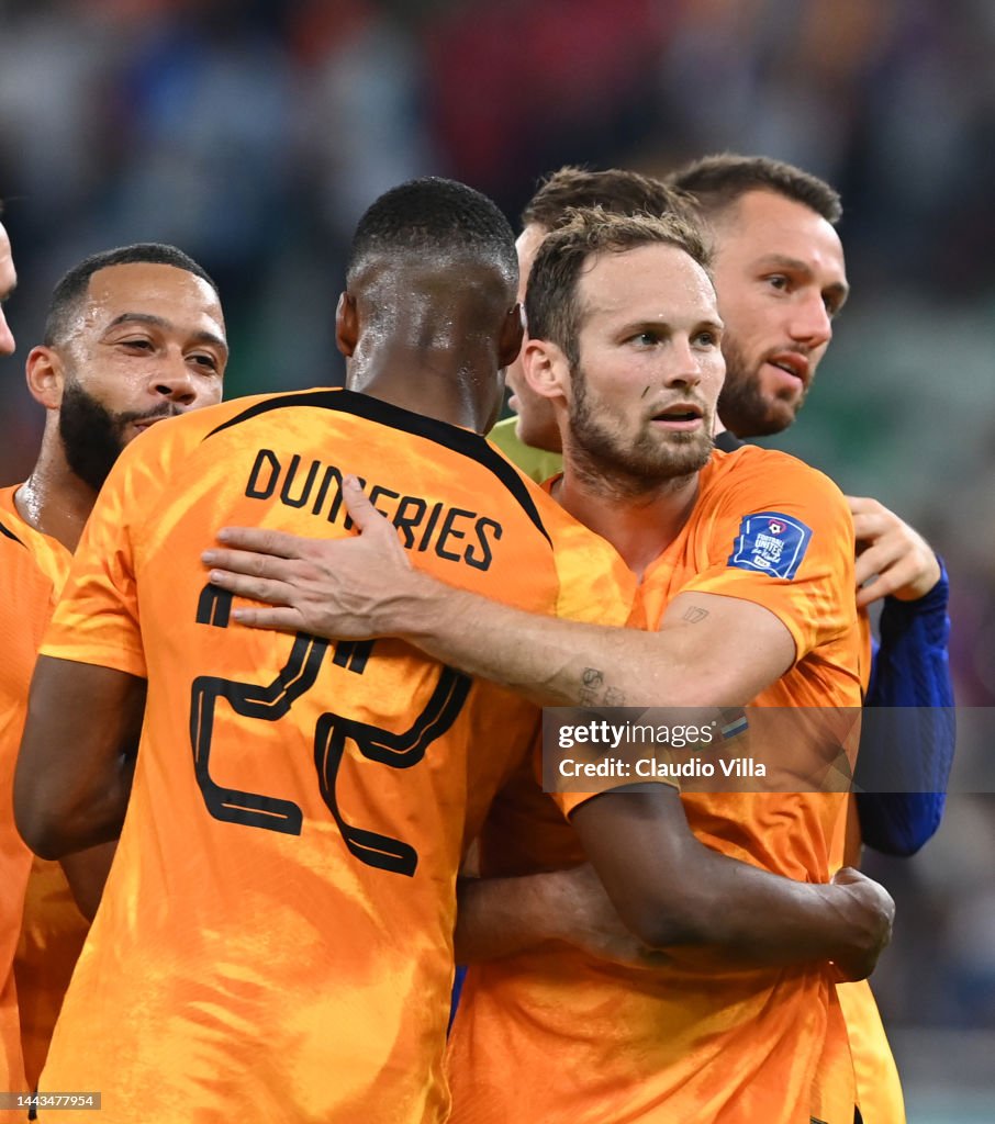 Denzel Dumfries and Daley Blind of Netherlands celebrate their 2-0... News  Photo - Getty Images