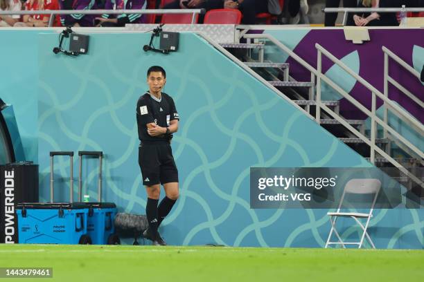 Referee Ma Ning of China in action during the FIFA World Cup Qatar 2022 Group B match between USA and Wales at Ahmad Bin Ali Stadium on November 21,...