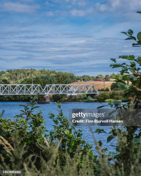 railway bridge over the river lagen in larvik norway - finn bjurvoll - fotografias e filmes do acervo