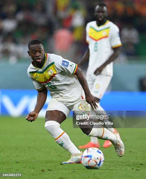Nampalys Mendy of Senegal in action during the FIFA World Cup Qatar 2022 Group A match between Senegal and Netherlands at Al Thumama Stadium on...