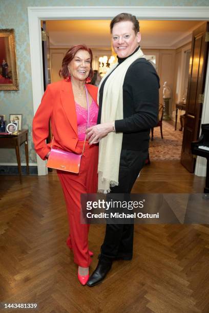 Carmen D'Alessio and Dr. Lee Phillips attend Martin And Jean Shafiroff Host Thanksgiving Cocktails In Honor Of Mission Society Of NYC at Private...