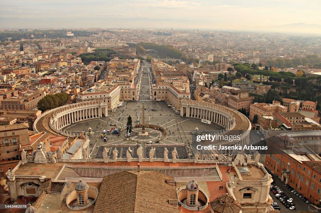 View Of Saint Peters Square In Rome, Italy