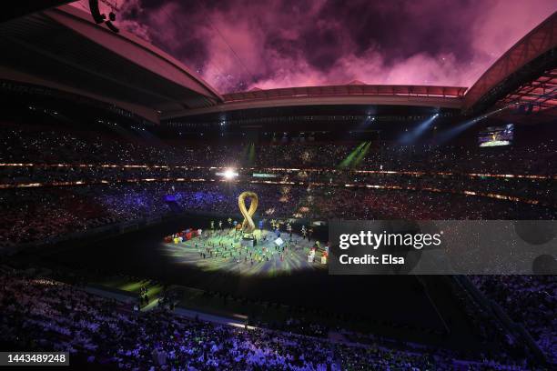 Dancers perform during the opening ceremony prior to the FIFA World Cup Qatar 2022 Group A match between Qatar and Ecuador at Al Bayt Stadium on...