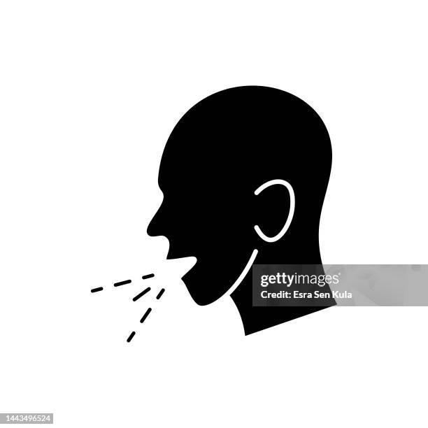 cough solid flat icon. the icon is suitable for web pages, mobile apps, ui, ux, and gui design. - man coughing stock illustrations