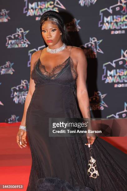 Aya Nakamura attends the 24th NRJ Music Awards - Red Carpet arrivals at Palais des Festivals on November 18, 2022 in Cannes, France.
