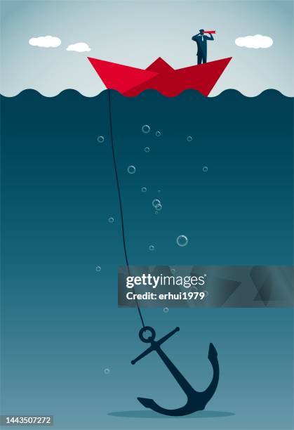 entdecken sie die andere seite des ozeans - anchor illustration stock-grafiken, -clipart, -cartoons und -symbole