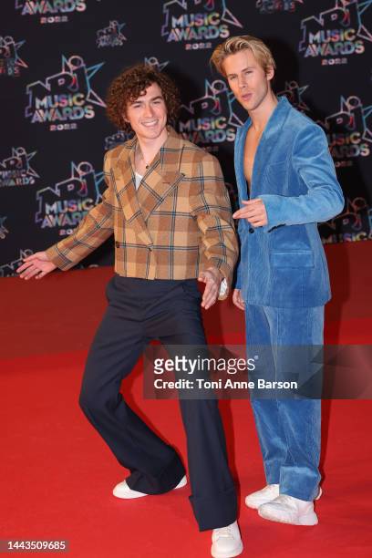 Dorian Lauduique and César de Rummel of Ofenbach band attend the 24th NRJ Music Awards - Red Carpet arrivals at Palais des Festivals on November 18,...