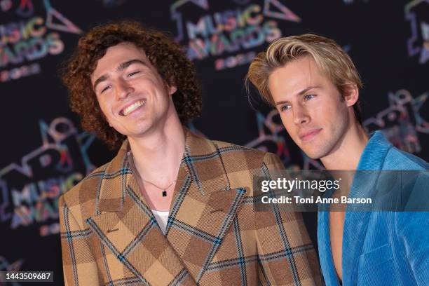 Dorian Lauduique and César de Rummel of Ofenbach band attend the 24th NRJ Music Awards - Red Carpet arrivals at Palais des Festivals on November 18,...