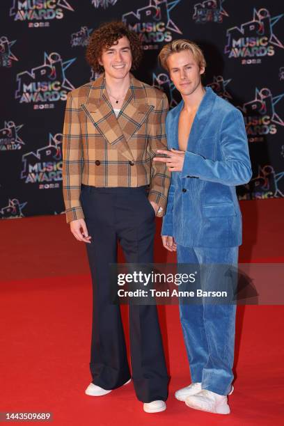 Dorian Lauduique and César de Rummel of Ofenbach band attend the 24th NRJ Music Awards - Red Carpet arrivals at Palais des Festivals on November 18,...