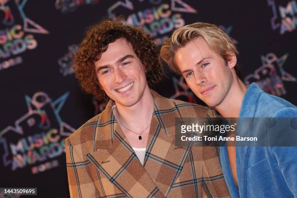 Dorian Lauduique and César de Rummel of Ofenbach band attend the 24th NRJ Music Awards - Red Carpet arrivals at Palais des Festivals on November 18,...