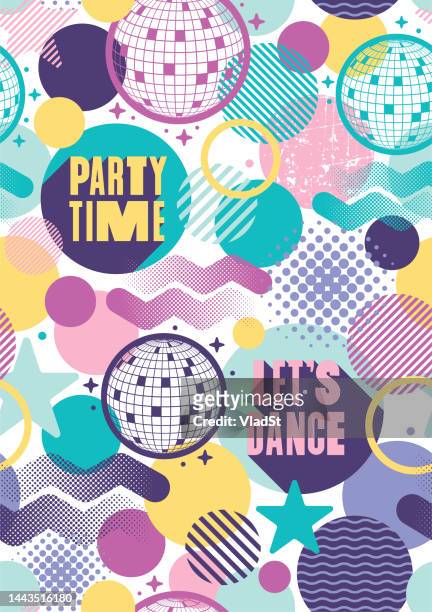 let's dance retro party background abstract disco clubbing seamless pattern - disco dancing stock illustrations