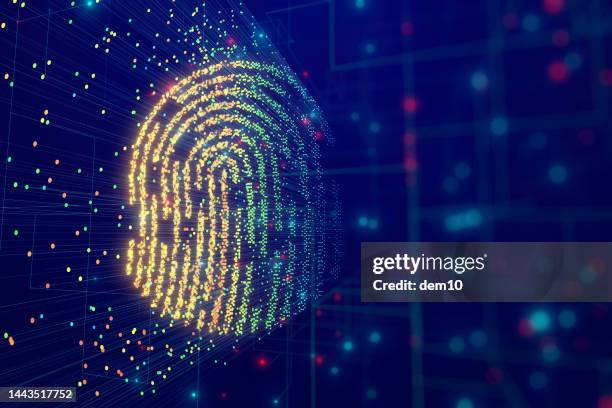 fingerprint scanning verification process - forensic science stock illustrations