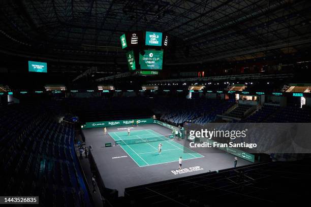 General view inside the Palacio de los Deportes Jose Maria Martin Carpena prior to the Davis Cup by Rakuten Finals 2022 match between Australia and...