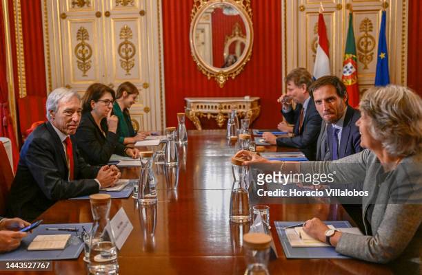 Portuguese Foreign Minister João Gomes Cravinho and Deputy Prime Minister and Minister of Foreign Affairs from The Netherlands Wopke Hoekstra sit...