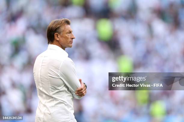 Herve Renard, Head Coach of Saudi Arabia, looks on during the FIFA World Cup Qatar 2022 Group C match between Argentina and Saudi Arabia at Lusail...