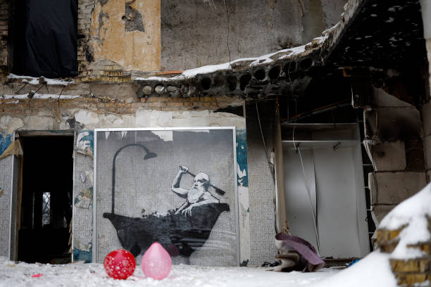 UKR: Banksy Artworks Appear Around Ukrainian Capital