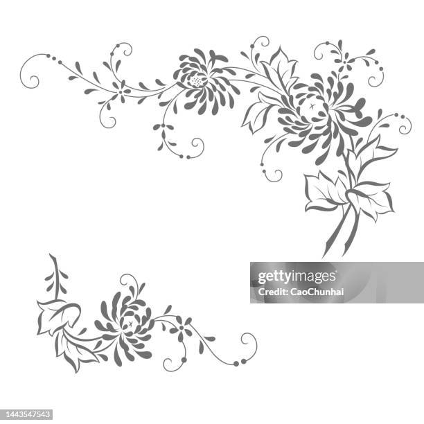 ilustrações de stock, clip art, desenhos animados e ícones de floral pattern of china style - crisântemo