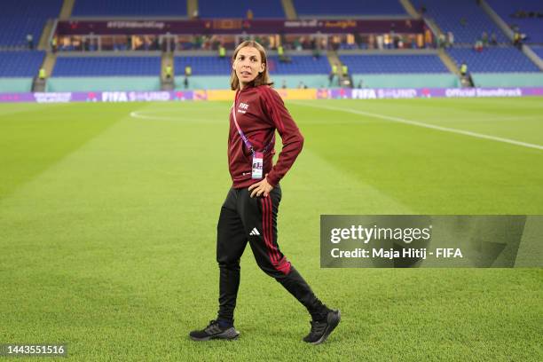 Fourth official Stéphanie Frappart looks on prior to the FIFA World Cup Qatar 2022 Group C match between Mexico and Poland at Stadium 974 on November...