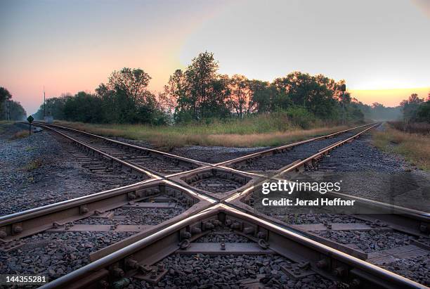 railroad diamond - railroad track stock pictures, royalty-free photos & images