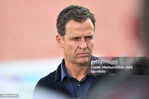 National teams and academy director Oliver Bierhoff during a press statement regarding the rainbow armband of captain Manuel Neuer prior to Germany...