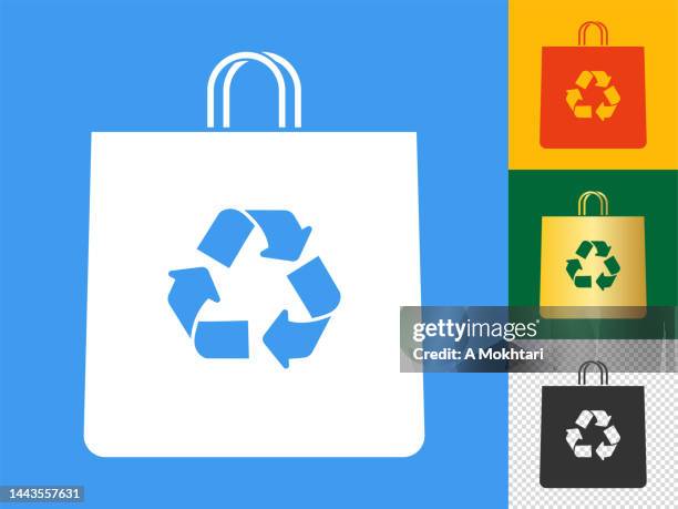 recycelbares papiertüten-icon-set. - reusable shopping bag drawing stock-grafiken, -clipart, -cartoons und -symbole