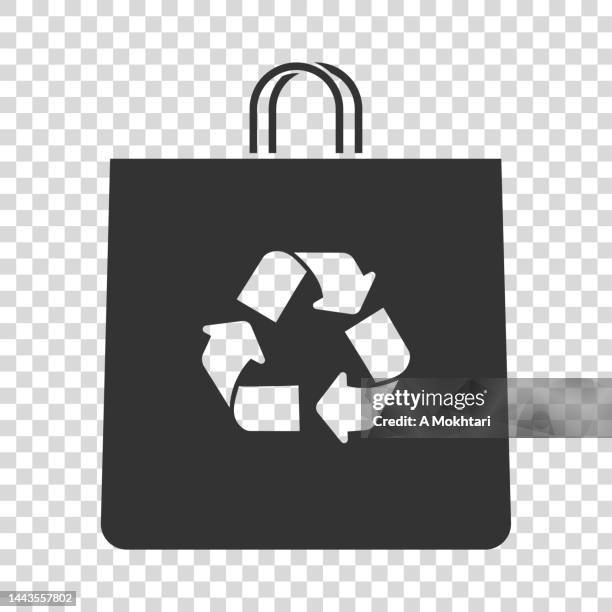 recycelbares papiertütensymbol auf transparentem hintergrund. - reusable shopping bag drawing stock-grafiken, -clipart, -cartoons und -symbole
