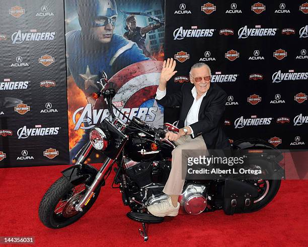 Comic Book Icon Stan Lee arrives for "Marvel's The Avengers" - Los Angeles Premiere held at the El Capitan Theatre on April 11, 2012 in Hollywood,...