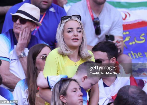 Megan Pickford, wife of England goal keeper Jordan Pickford is seenduring the FIFA World Cup Qatar 2022 Group B match between England and IR Iran at...