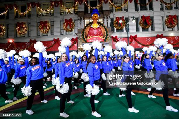 Spirit of America Cheer perform during 96th Macy's Thanksgiving Day Parade - Talent Rehearsals at Macy's Herald Square on November 21, 2022 in New...